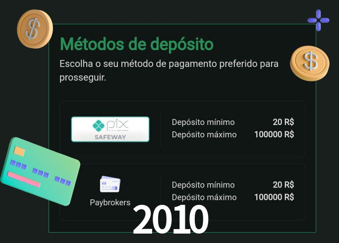O cassino 2010 oferece uma grande variedade de métodos de pagamento